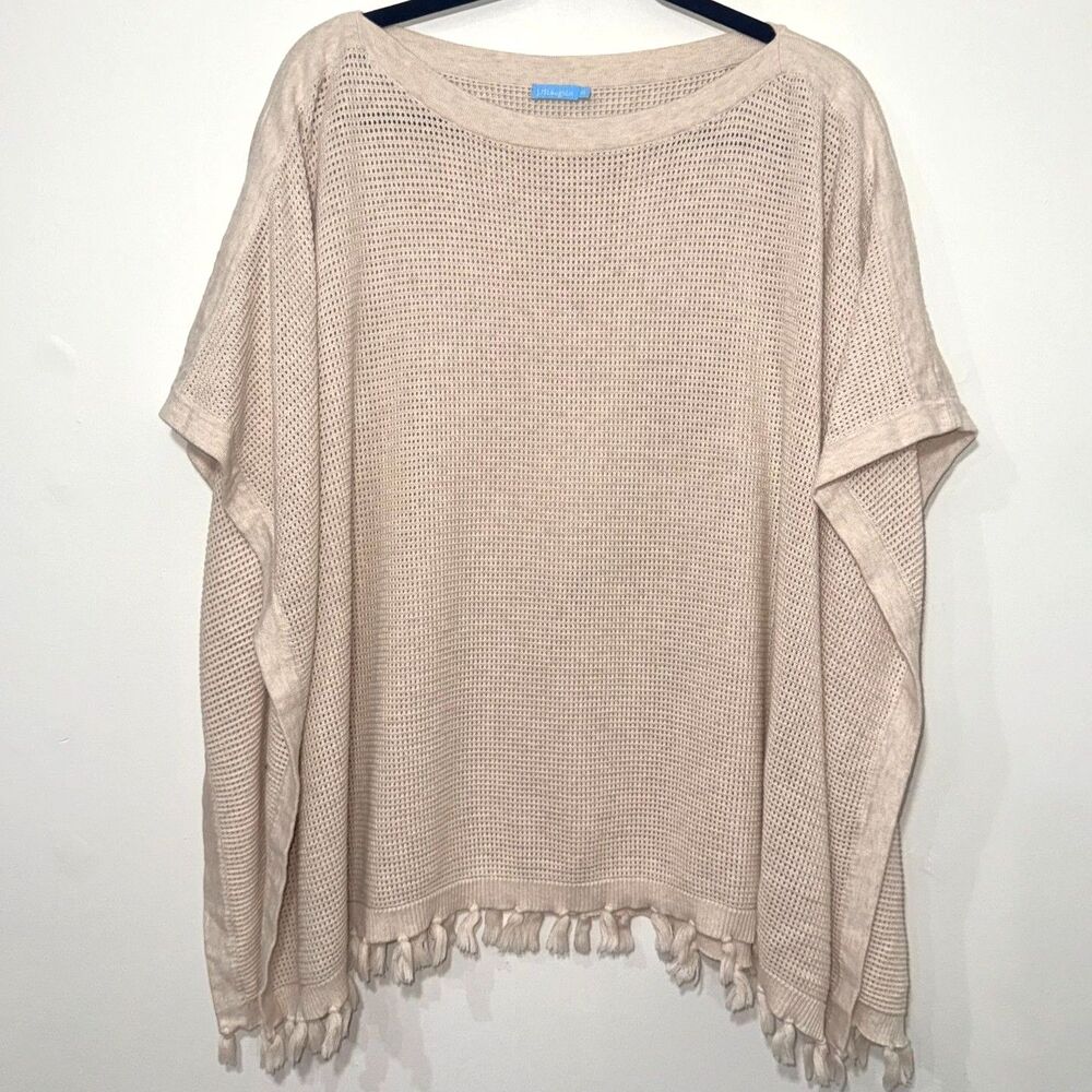 J. Mclaughlin Open Knit Poncho - Heathered Tan O/S
